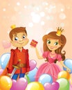 Happy Birthday, Princess and Prince, greeting card. Royalty Free Stock Photo