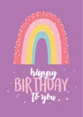 Happy birthday, rainbow greeting card decoration celebration party
