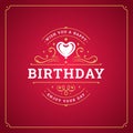 Happy birthday red romantic luxury greeting vintage social media post template vector flat Royalty Free Stock Photo