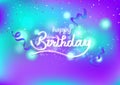 Happy Birthday, ribbons calligraphic creative design and magic shooting stars, celebration decorate, light exploding backdrop,