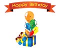 Happy Birthday's surprise box with balloons Royalty Free Stock Photo