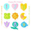 Happy Birthday set with balloons Royalty Free Stock Photo