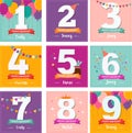 Happy Birthday set of greeting cards Royalty Free Stock Photo