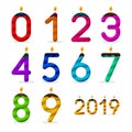 Happy Birthday. Set of numbers with candles. Vector Royalty Free Stock Photo