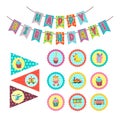 Happy birthday. Set of vector elements for decoration party birthday. Royalty Free Stock Photo