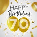 Happy birthday 70 seventy year gold balloon card Royalty Free Stock Photo