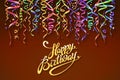 Happy birthday sign design background. Birthday background with colorful confetti vector Royalty Free Stock Photo