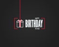 Happy birthday sign. Birthday gift box linear card on black background Royalty Free Stock Photo