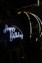 Happy birthday sign at special event arrangment Royalty Free Stock Photo
