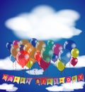 Happy Birthday sky background invitation or congratulation card template. Royalty Free Stock Photo