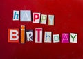 Happy Birthday spelled with magazine letters Royalty Free Stock Photo