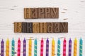 Happy Birthday Spelled in Type Set Royalty Free Stock Photo