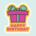 Happy Birthday Sticker with Present Box Sign Royalty Free Stock Photo