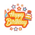 Happy Birthday Sticker Social Media Network Message Badges Design