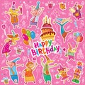 Happy birthday stickers Royalty Free Stock Photo