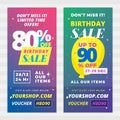 Happy Birthday Super Sale Banner. Online Shop Website Promotion