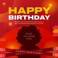 Happy Birthday Celebration Instagram Template Bold Red Geometric Flat Design Replaceable Text Royalty Free Stock Photo