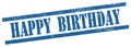 HAPPY BIRTHDAY text on blue grungy rectangle stamp