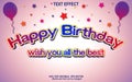 Happy birthday text effect with stars and balloon