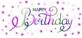 Happy birthday text hand lettering, colorful typography design, greetings card with stars. Vector Royalty Free Stock Photo