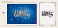 Happy birthday text lettering font with Star Shape, vertical and horizontal model a monochrome and golden color style Royalty Free Stock Photo