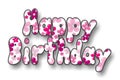 Happy birthday text on white background colorful floral Royalty Free Stock Photo