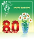 Anniversary 80 years, greeting card for the holiday day