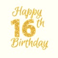 Happy birthday 16th glitter greeting card