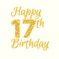 Happy birthday 17th glitter greeting card