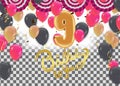 Happy birthday 9th years anniversary celebration design template party balloons design Royalty Free Stock Photo