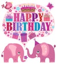 Happy birthday theme with elephants 3 Royalty Free Stock Photo