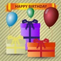 Happy birthday theme with gifts and balloons Royalty Free Stock Photo