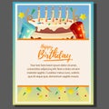 Happy birthday theme poster with big cake Royalty Free Stock Photo