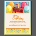Happy birthday theme poster with birthday cake Royalty Free Stock Photo