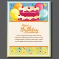 Happy birthday theme poster with party cake Royalty Free Stock Photo