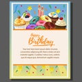 Happy birthday theme poster with sweet treats Royalty Free Stock Photo