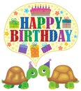 Happy birthday theme with turtles 1 Royalty Free Stock Photo