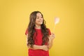 Happy birthday to you. cheerful child with beautiful long hair. little beauty. birthday party time. smiling little girl Royalty Free Stock Photo