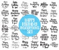 Happy Birthday to You inscriptions set. Hand drawn lettering. Calligraphy, Royalty Free Stock Photo