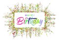 Happy Birthday typography design for greeting cards and invitation, with confetti and colorful text, elegant party