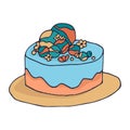 Birthday cake dessert, Vector illustration