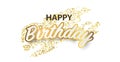 Happy birthday vector Celebration party banner Golden foil confetti and white and glitter gold. Royalty Free Stock Photo