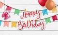 Happy birthday vector greeting background design. Happy birthday paper cut word hanging