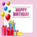 Happy birthday vector greeting card background with colorful balloon