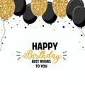 Happy Birthday greeting card with balloons.