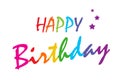 Happy Birthday Vector illustration Rainbow font colors