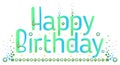 Happy Birthday. Birthday wish. Wordart label. Kids birthday party celebration banner. Round square colorstones vector design.