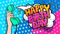 Happy Birthday word bubble. Message in pop art comic style Royalty Free Stock Photo