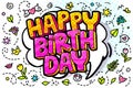 Happy Birthday word bubble. Message in pop art comic style Royalty Free Stock Photo