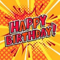 Happy birthday word pinup pop art vector Royalty Free Stock Photo